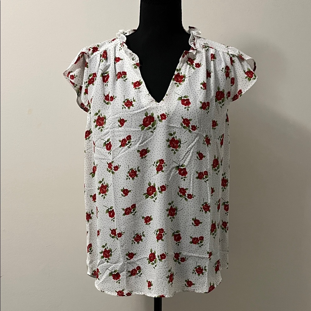 DNA Couture Red Floral Blouse